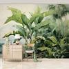 Nordic Retro Wallpaper Hand Painted Tropical Plants Leave Wall Mural Living Room Bedroom Wallpaper Home Decor Fresco