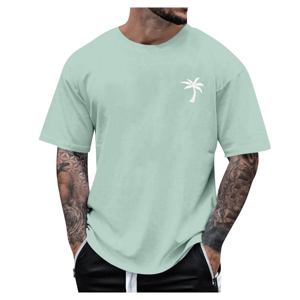 Men's Round Neck Short Sleeve Loose Summer Tops Fashion T-Shirt With Graphic Creative Letters Retro Print Street Sports Casual Tops