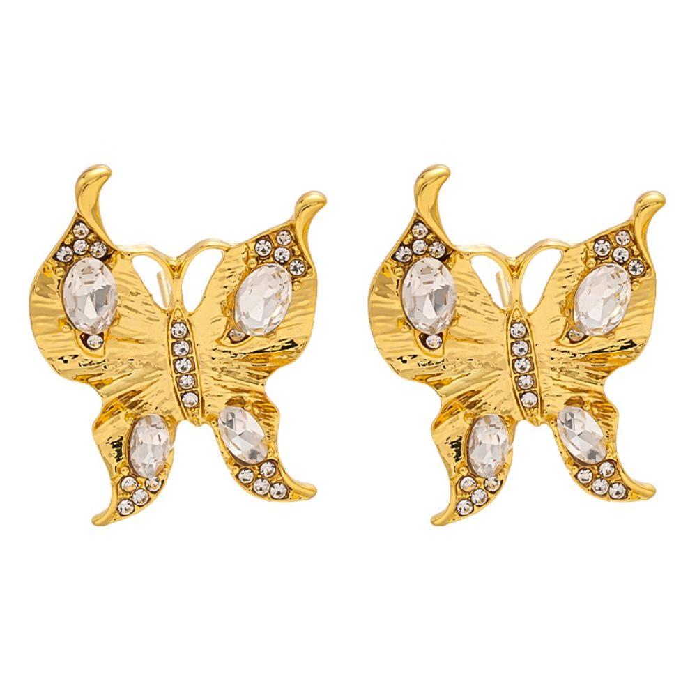 Vintage Butterfly Earrings Rhinestone Ear Studs Luxury Women Jewelry Accessory  Party