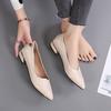 Single Shoe Women's Flat Bottomed Spring Thick Heel Pointed Leather Shoes Women's Work Shoes Lazy Shoes