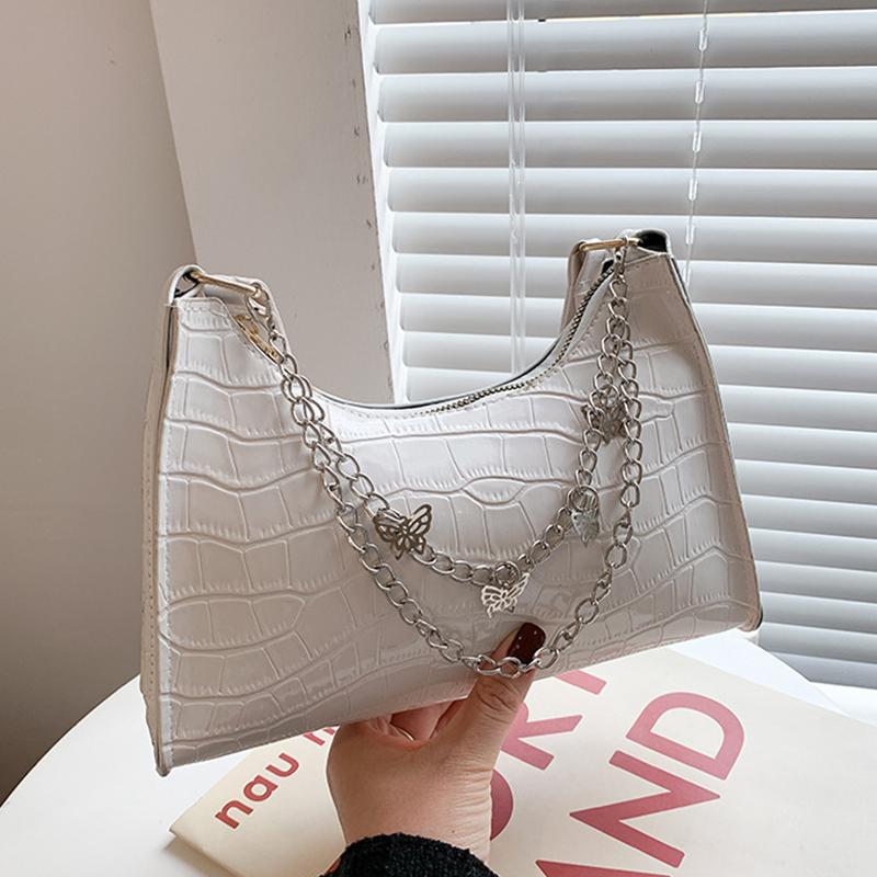 Yogodlns Роскошная сумка через плечо с узором аллигатора для женщин, цепочки-бабочки, сумки подмышки, модная женская сумка подмышками