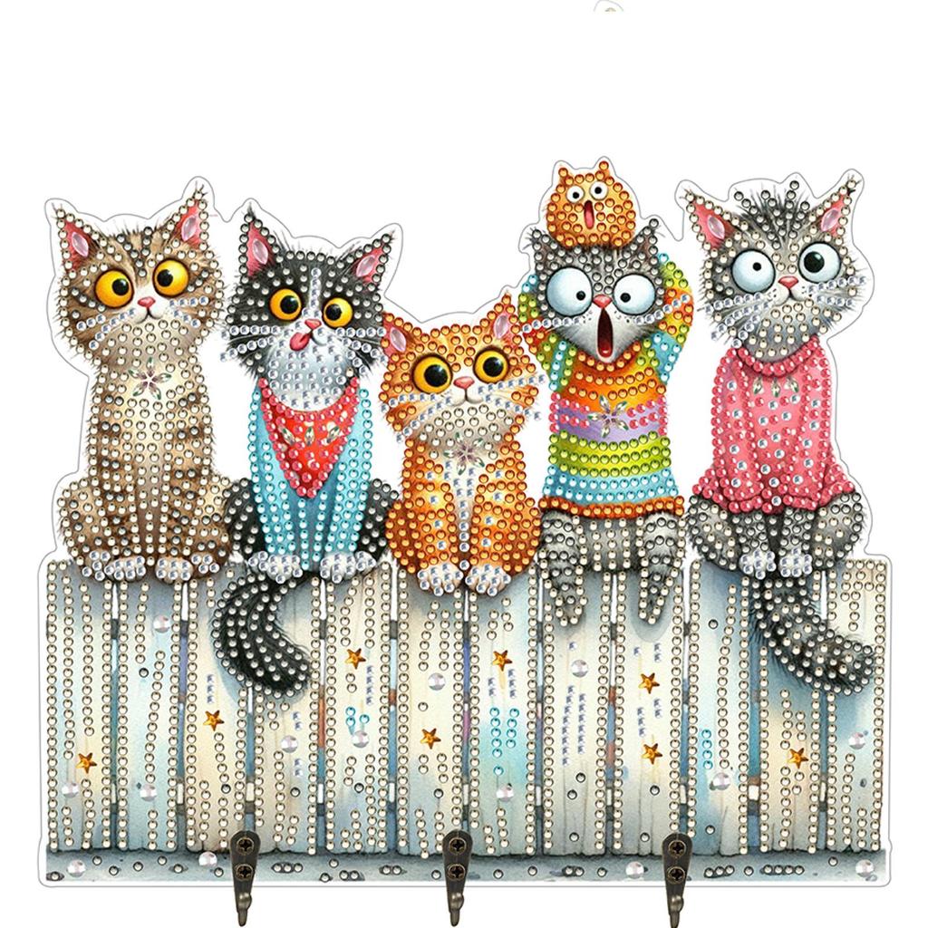Забавный котенок Алмазная мозаика Настенные крючки DIY Алмазная живопись Крючки для картин 3 крючка Рейка с крючками для алмазной живописи для настенного шкафа