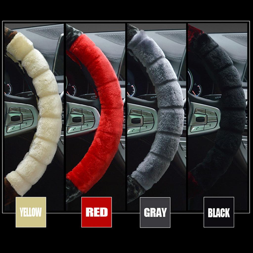 Winter Plush Wheel Steering Covers Soft Anti-Slip Fluffy Leopard Print Design Car 38cm Warm Comfortable Driving Grip