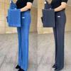 Women's High-Waisted Ice Silk Straight-Leg Pants – Soft, Washed Denim with Elastic Drape for a Loose, Fashionable, Age-Reducing Look
