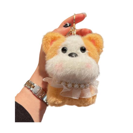 Plush Puppy Keychain Soft Cartoon Dog Bag Charm Car Key Handbag Pendant Kids Adults Birthday Holiday Decoration