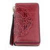 Luxurious Women Wallet 100% Genuine Oil Waxing Leather Flower Large Capacity Long Ladies Purses