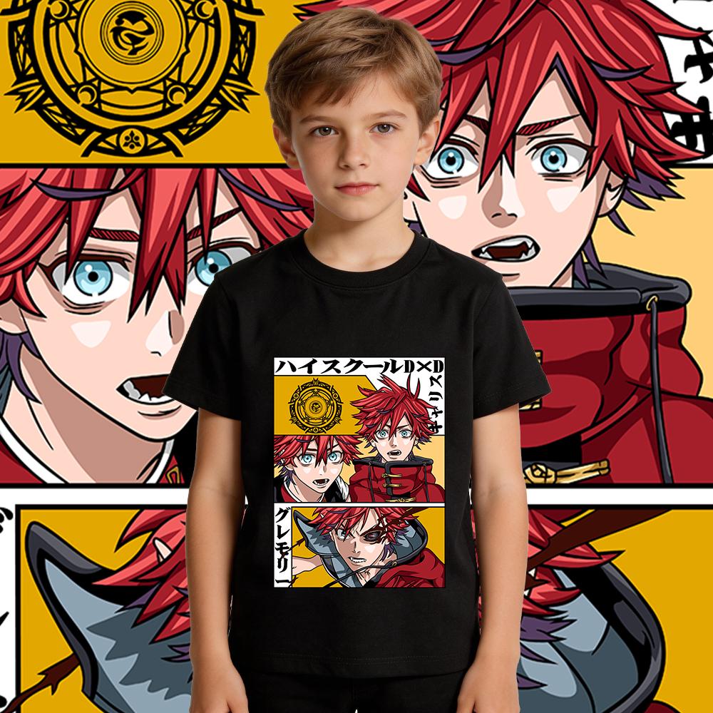 High School Dxd Garith Gremory Anime Print Cotton T Shirt Boys Girls Casual Soft Breathable Short Sleeve Kids Top