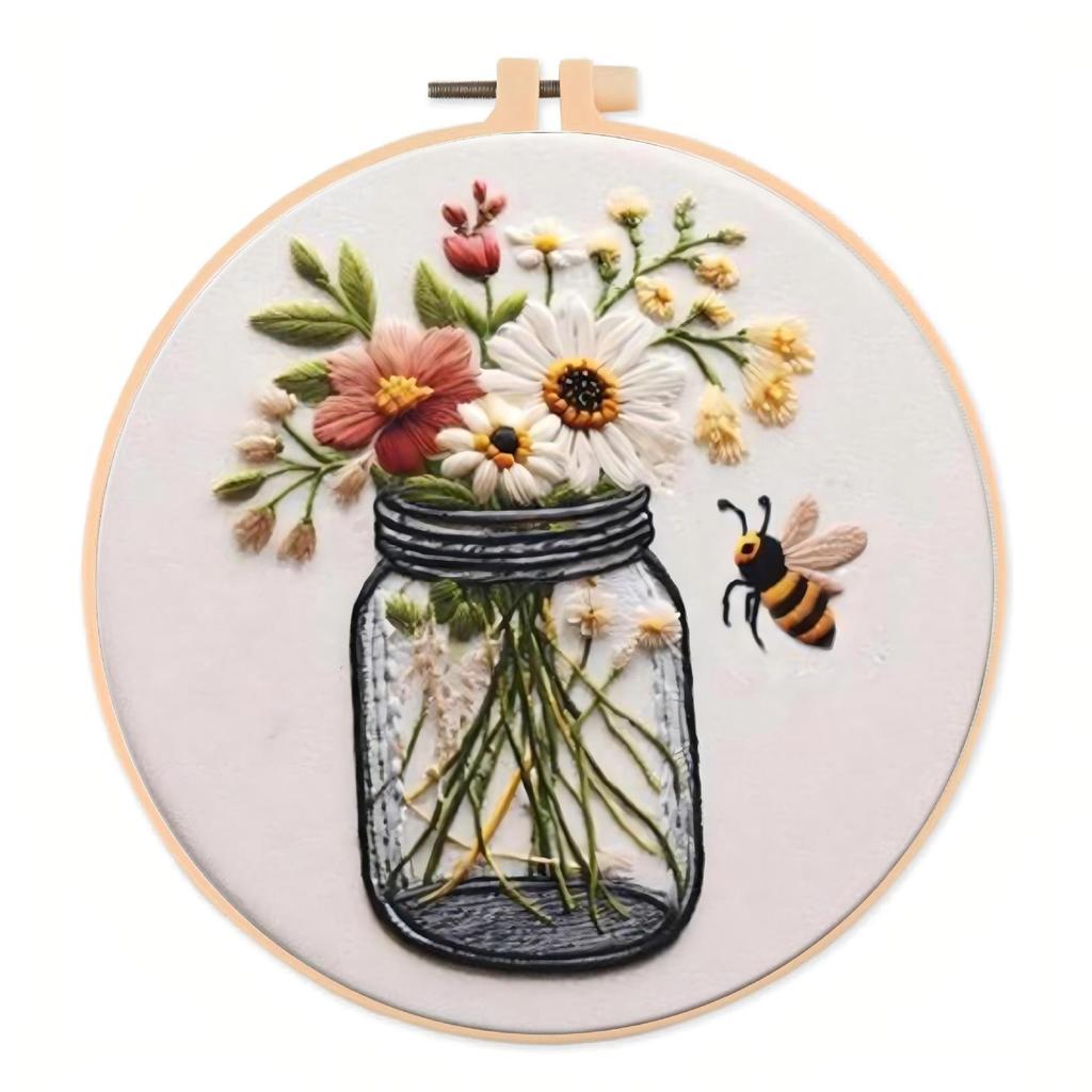 1 набор европейская вышивка DIY ваза серия пчелы пакет материалов DIY вышивка ручная работа тканевый материал пакет набор