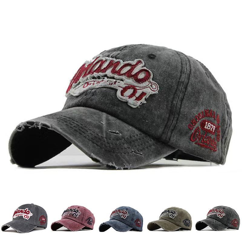 Letter Embroidery Washed Denim Baseball Cap Unisex Adjustable Cotton Hat Men Hiking Caps Snapback Hats Wild Hat