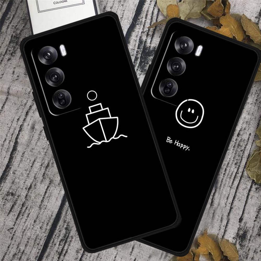 Персонализированный черный мягкий чехол из ТПУ с узором для телефона Reno 12 Pro 5G