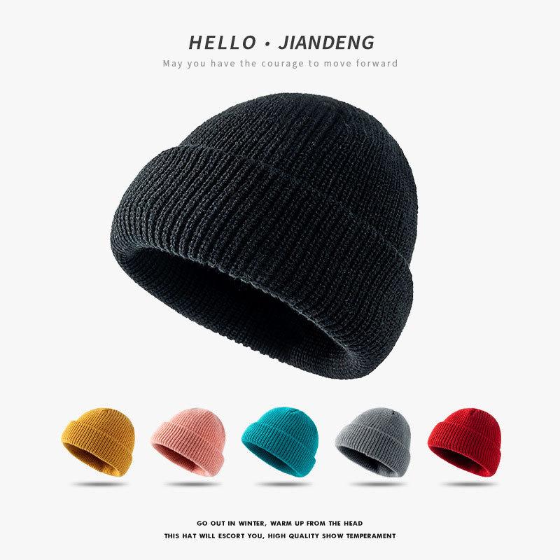 Winter Acrylic Warm Bean Hat Cute and Versatile Light Plate Wool Cold Proof Flip Knit Hat