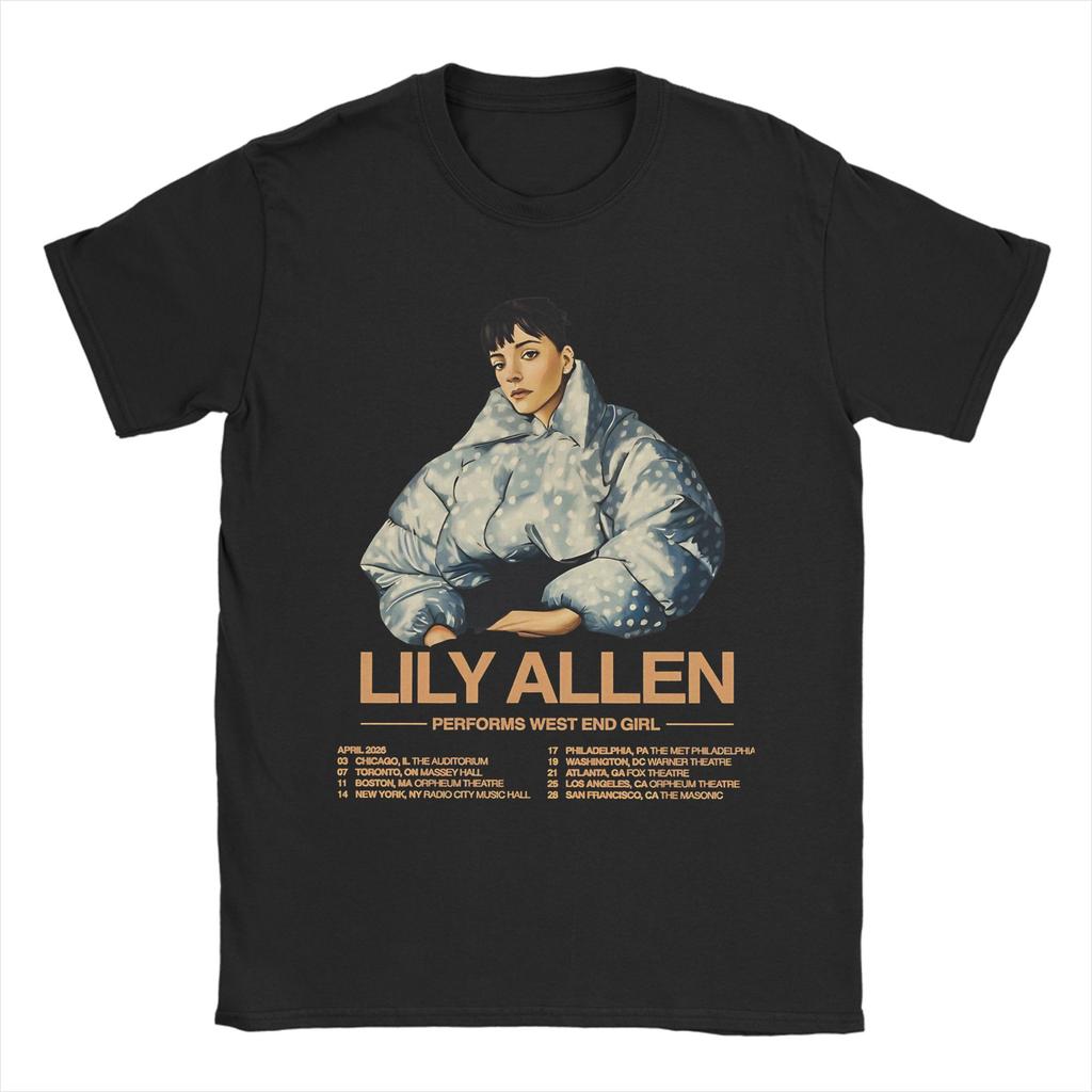 Hipster Lily Allen West End Girl Tour 2026 TShirts for Unisex Round Neck Pure T Shirts Short Sleeve Tee Shirt Plus Size Clothes