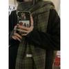 Autumn And Winter Cashmere Green Plaid Scarf Winter Women'S High Sense Versatile Warm Shawl Scarf Tide