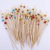 100Pcs White Pearl Bamboo Food Fruit Picks Wedding Party Disposable Cake Dessert Cocktail Sticks Buffet Cupcake Toothpick Skewer