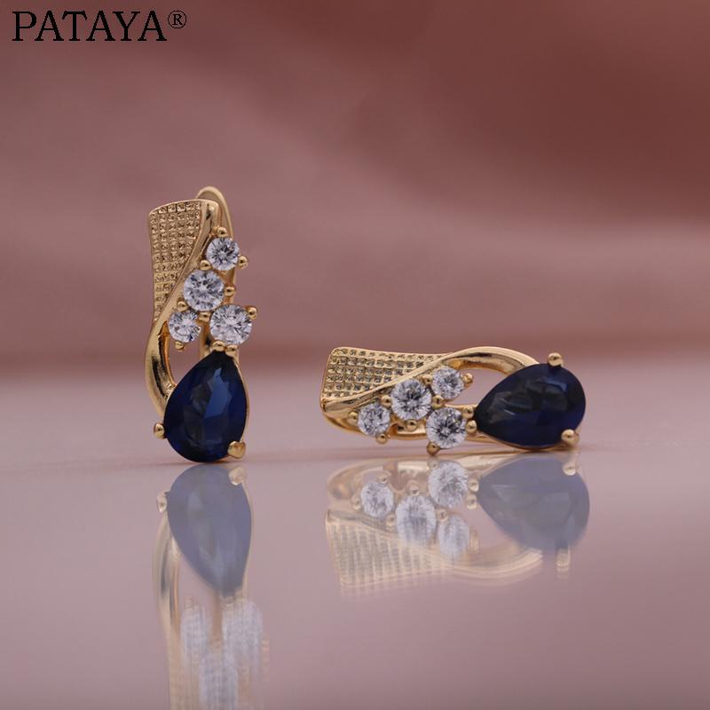 Серьги в виде капли с инкрустацией цирконами от PATAYA