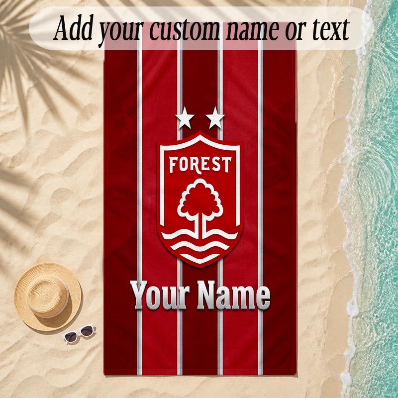 Beach TowelNottingham Forest FC Custom Name Text Personalized Soft Towel for Beach Pool Indoor Home Decor Gift