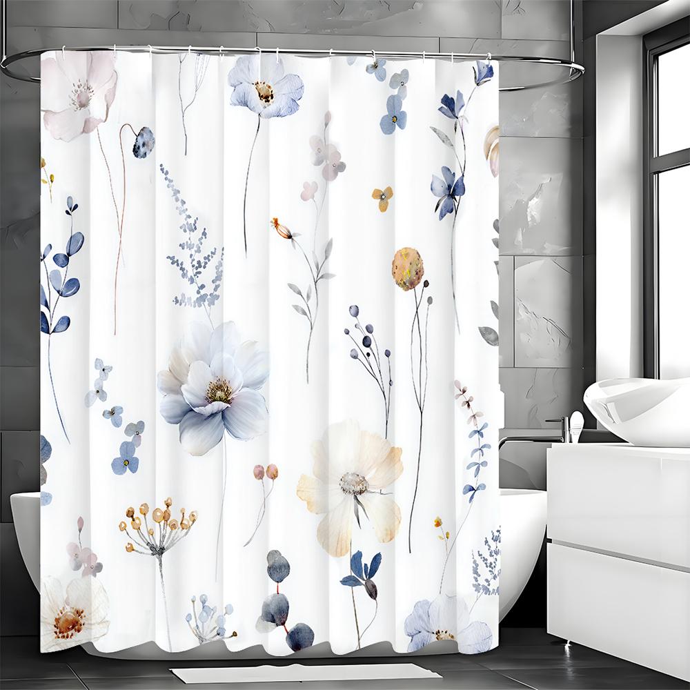 Весенний Цветочный Растение Занавеска для Душа, Декоративная Занавеска для Душа для Ванной Комнаты, Водонепроницаемая Занавеска для Душа с Крючками