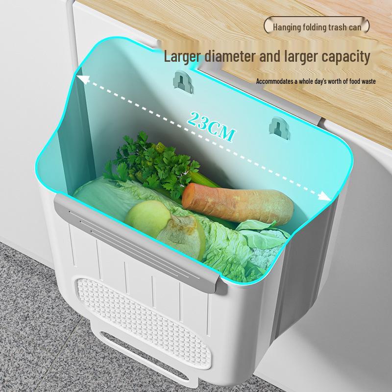 Wall-Mounted Foldable Kitchen Trash Can - Large, Durable, Multifunctional Hanging Bin