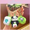 Cute Cartoon Plush Panda Keychain In Ink Blue Color For Charming Keyring Decoration