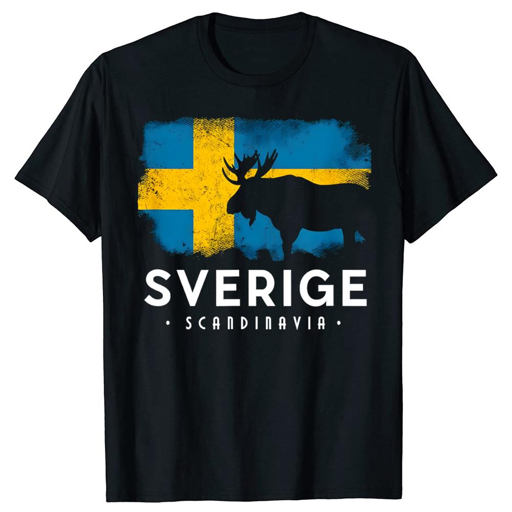 Sverige Swedish Flag Sweden T-Shirt Summer unisex Wounisex Clothing Fashion T Shirts Cotton Short Sleeve Oversized T-shirt Tops
