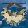 Season Wreath Simulation Rose Wreath Home Decor Door Hanging Easter Ornament Half Ring