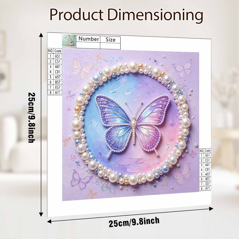 Pearl painting kit DIY butterfly design. home or office wall decoration