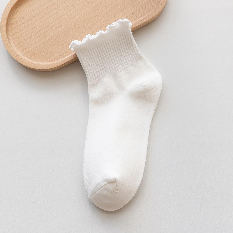 Носки женские милые новые летние в японском стиле дышащие короткие носки для девочек кавайные однотонные с оборками повседневные сладкие