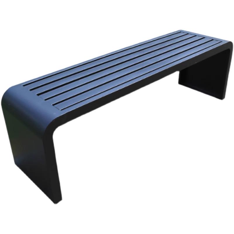 Wrought Iron Outdoor Park Bench with Backrest - Long Stainless Steel Leisure Seating for Courtyard or Commercial Use.