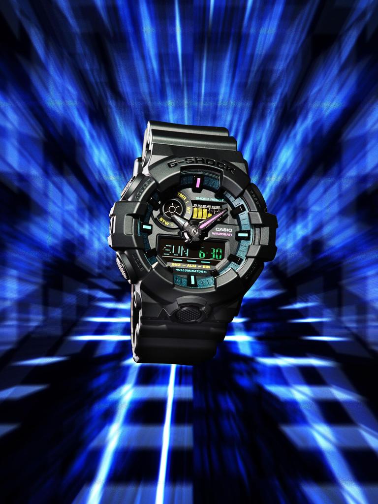 Часы Casio G-Shock (Японский Аутентичный) Серия многоцветных флуоресцентных цветов GA-700MF-1AJF Мужские Черный x Флуоресцентный