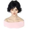 Women Synthetic Black Wigs With Bangs Short Curly Fluffy Wigs for Daily Cosplay Natural Bob Hair Heat Resistant Fiber Wig