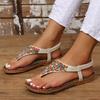 Fashion 2025 Summer New Sandals Women's Flat Toe Water Diamond Herringbone Sandals Large Fashion Shoes for Women Beach Sandals