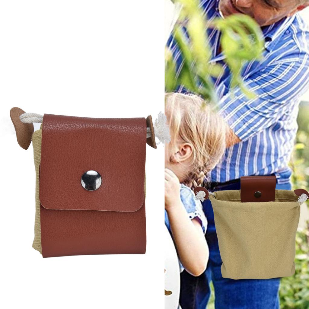 Foraging Pouch PU Leather Fruit Picking Storage Bag Waist Hanging Tool Bag for Outdoor Camping