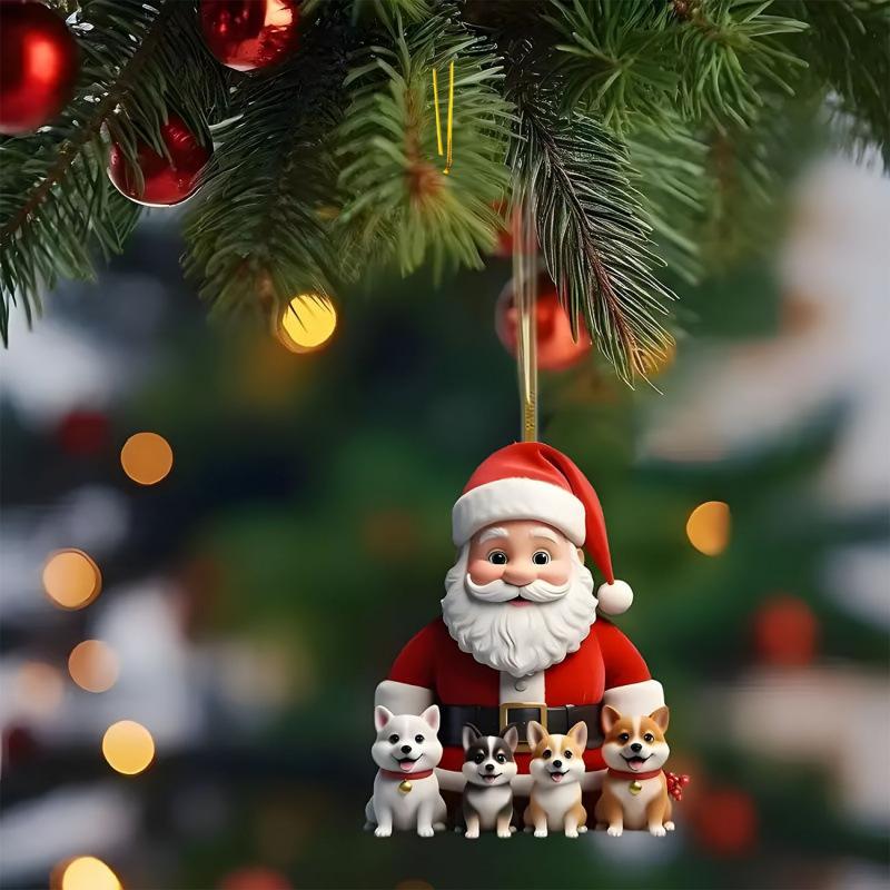 Рождественский кулон 2D кулон в виде рождественской елки Плоский акриловый елочный кулон Мультяшный домашний декор Новогодние рождественские подарки