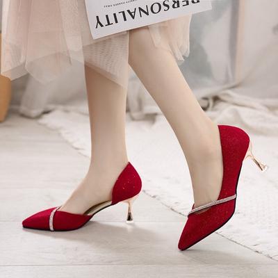 Туфли на высоком каблуке женские туфли на шпильке 2024 года, летняя мода, острый нос, стиль феи, универсальные туфли с ремешком на каблуке с пустыми боковыми стразами