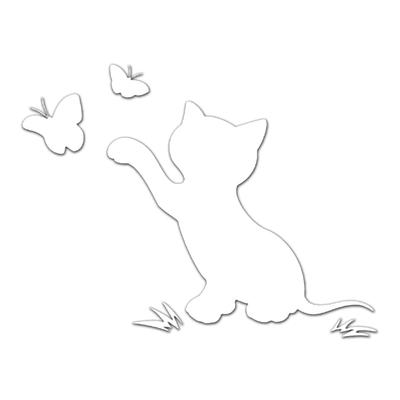 [JASDESIGN] Наклейка кошка Наклейка кошка Вырубная наклейка Декаль на машину мотоцикл Бабочка Милая JM-191 (Белый Серебристый, 1)