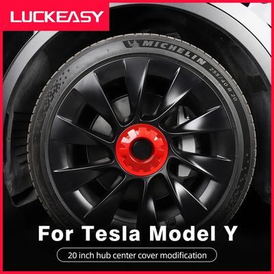 Для Tesla Model Y 20-дюймовая центральная крышка ступицы колеса ABS Украшение Колпачок колеса Tesla Автоаксессуары Внешний углеродное волокно Черный Красный