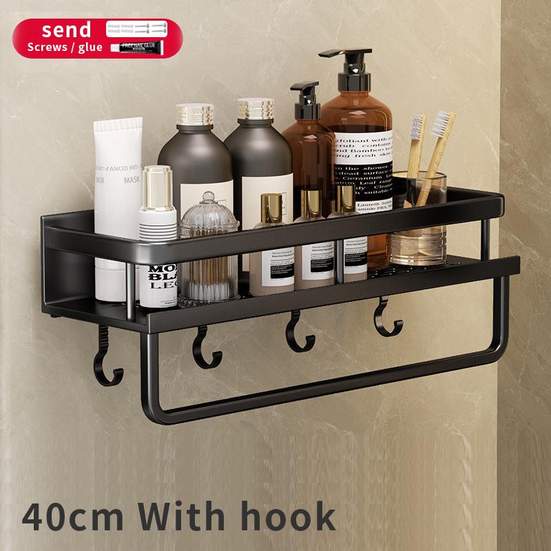 Bathroom Shelf Makeup Storage Organizers Aluminum Shower Shampoo Towel Rack Shelves No Drill Wall Shelf Bathroom Accessories