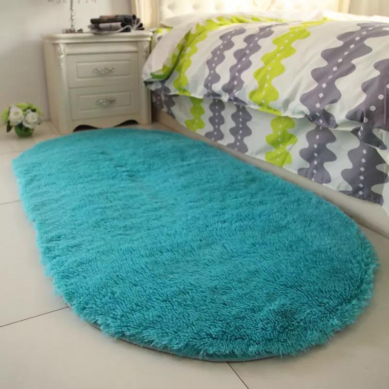 Bedroom Decoration Anti-Slip Home Oval Fluffy Soft Plush Carpet Floor Mat Area Rugs Bedside Shaggy