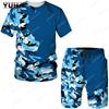 YUHA 2022 Летние камуфляжные футболки/шорты/костюмы Мужская футболка шорты спортивный костюм спортивный стиль для отдыха на природе кемпинг охота повседневная мужская одежда
