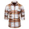 Autumn New Light Business Men's Pocket Professional Shirt Fashion Plaid Long Sleeve Shirt Men's Top