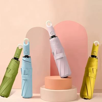 Зонт с крючком-пончиком, трехслойный, с автоматической фиксацией, зонт от солнца, складной, виниловый, анти-ультрафиолетовый, зонт от солнца