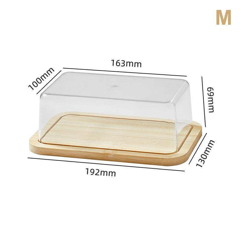 Countertop Bamboo Butter Dish Plate With Transparent Acrylic Lid Kitchen Storage Butter Container Box Butter Tableware