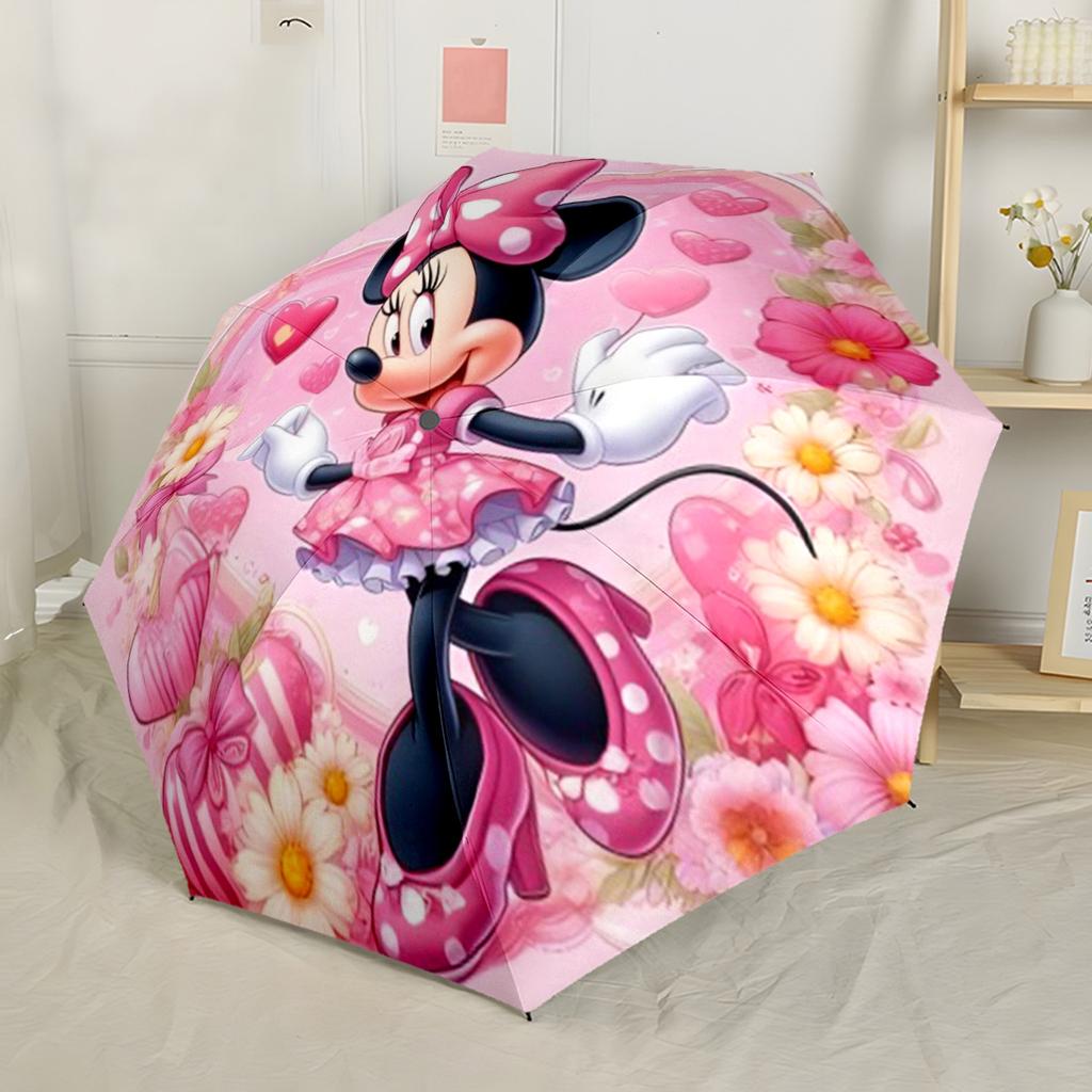 Mickey And Minnie's Harvest Celebration Outdoor Automatic Umbrella Folding Umbrella with 8 Ribs Compact Design for Outdoor Daily Use
