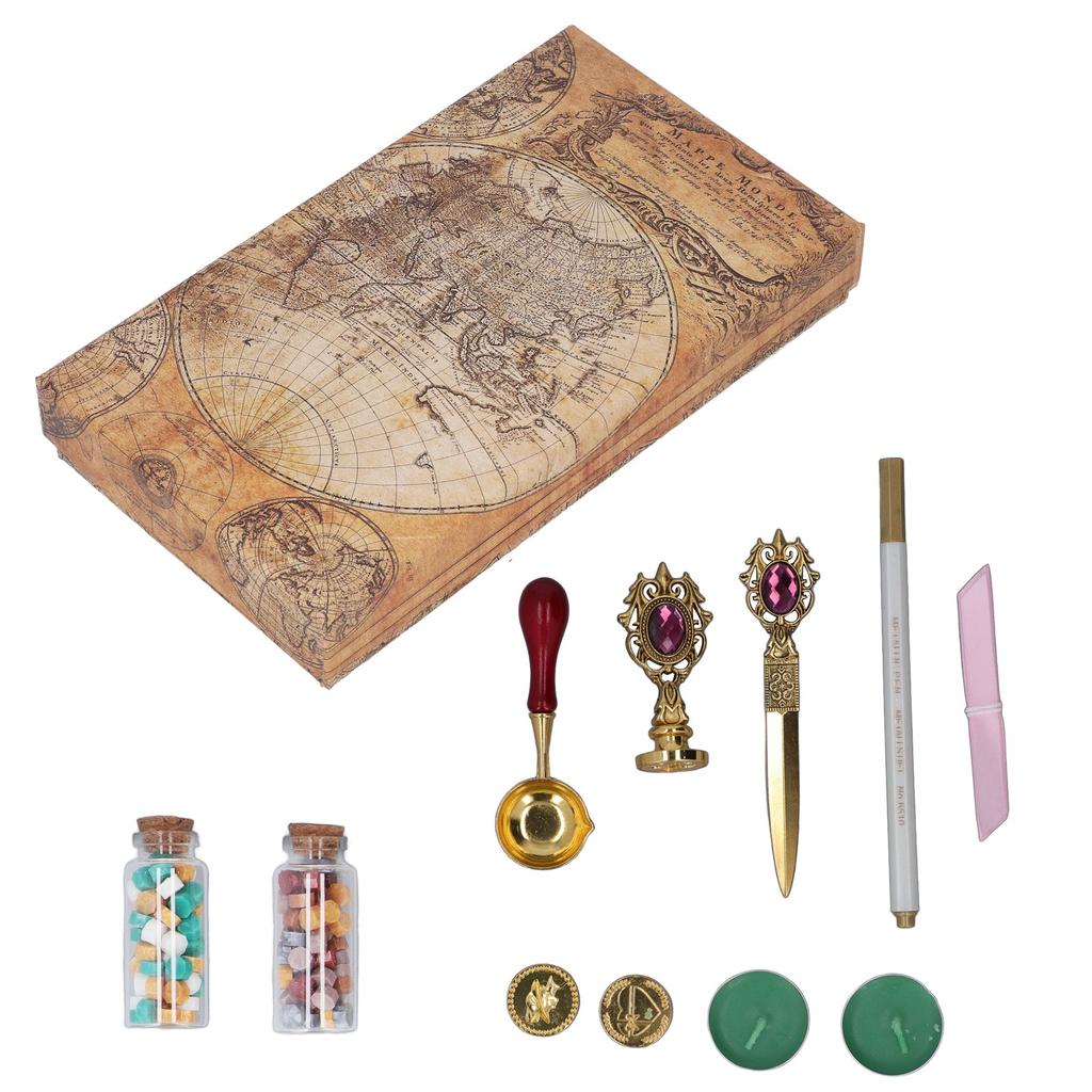 Набор восковых штампов в европейском стиле в стиле ретро, конверты для ручной работы, набор для запечатывания воска огнестойкой краской, подарок 