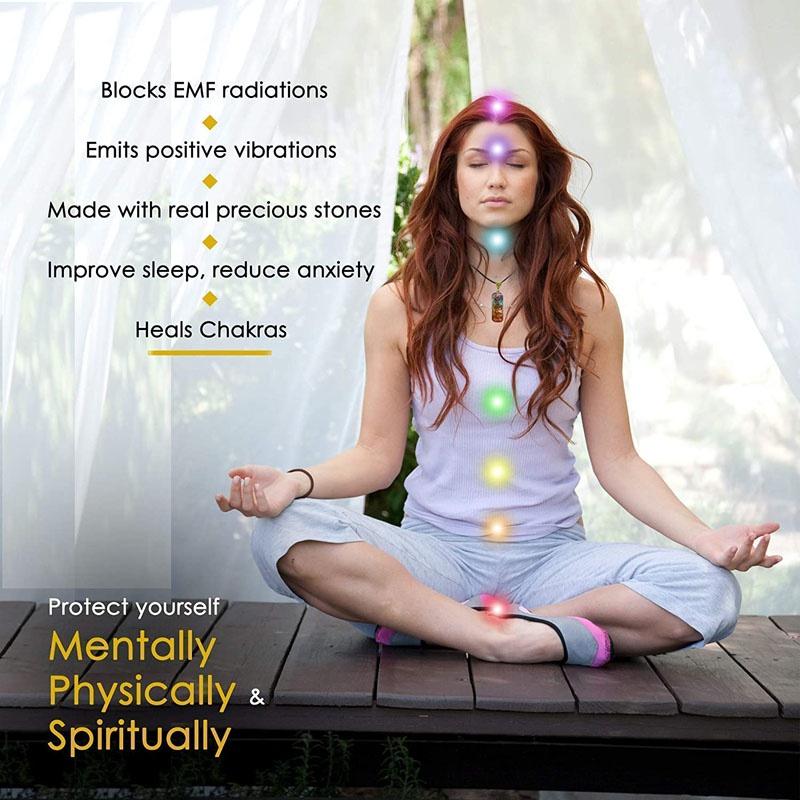 Ожерелье 7 чакр - Кулон-оргонит ручной работы для исцеления - Ожерелье с кристаллами чакр с регулируемым шнурком - Кристальные ожерелья для положительной энергии, медитации