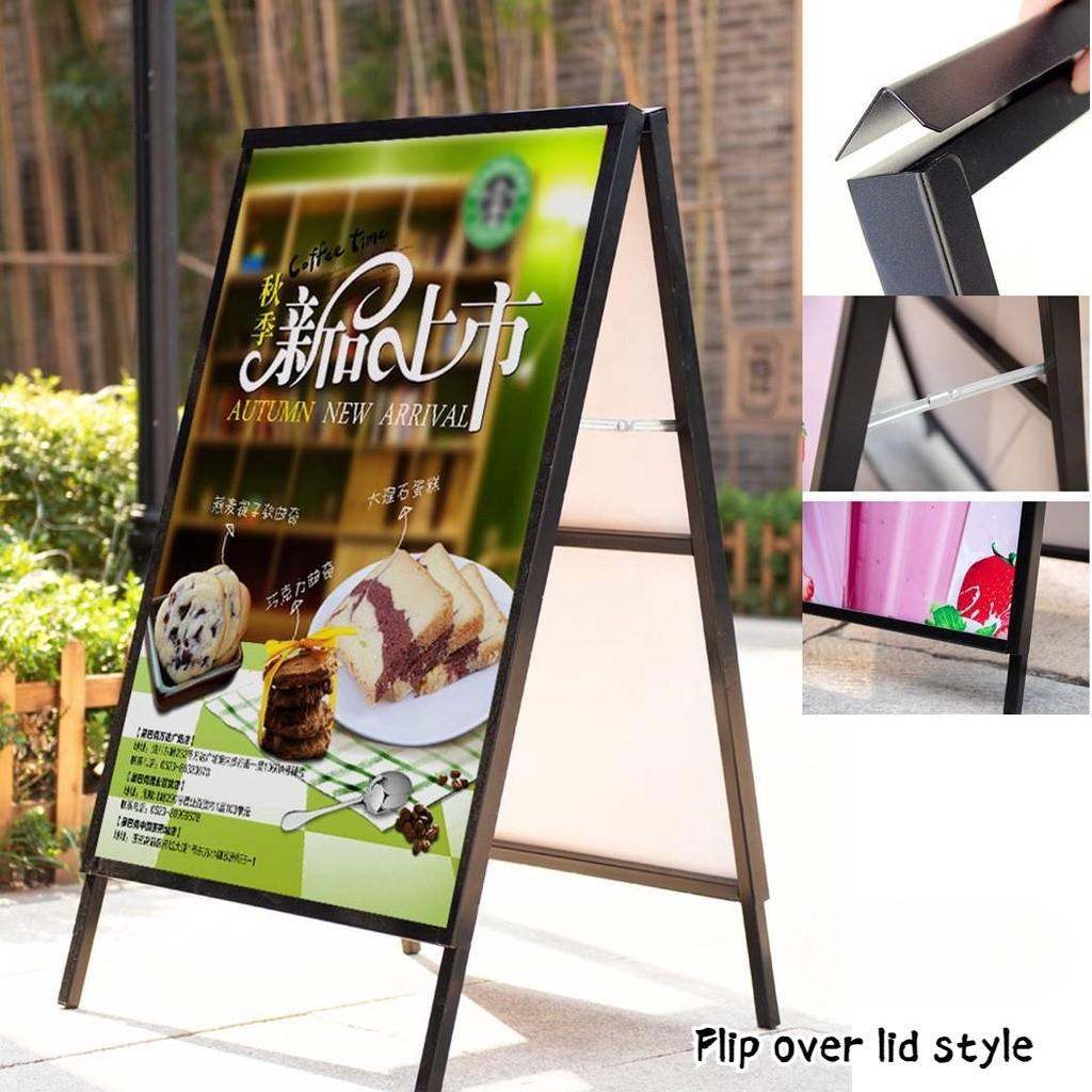 Heavy Duty A Frame Folding Sidewalk Poster Signboard Sign Single/Double Sided A Board Metal Poster Display Stand