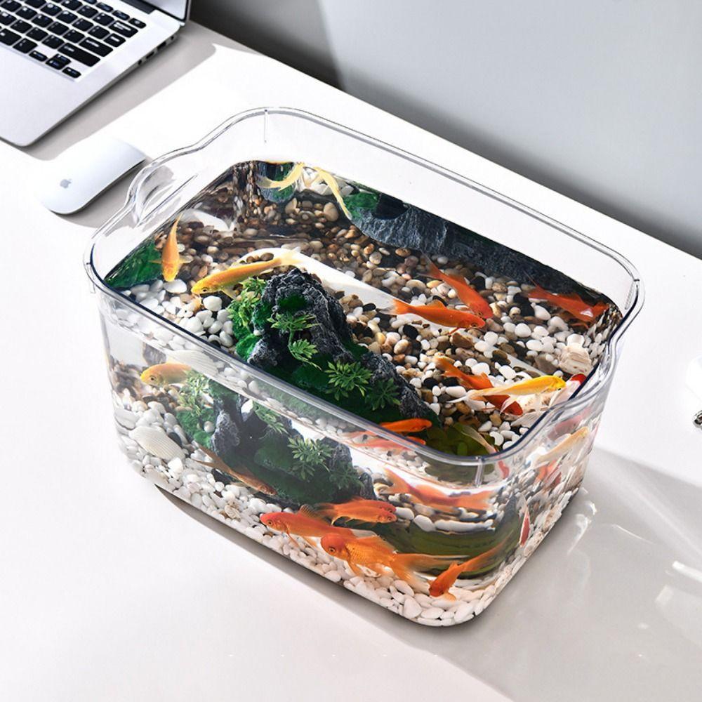 Fall Prevention Desktop Goldfish Bowl PET Tabletop Fish Tank Mobile Small Fish Tank Office