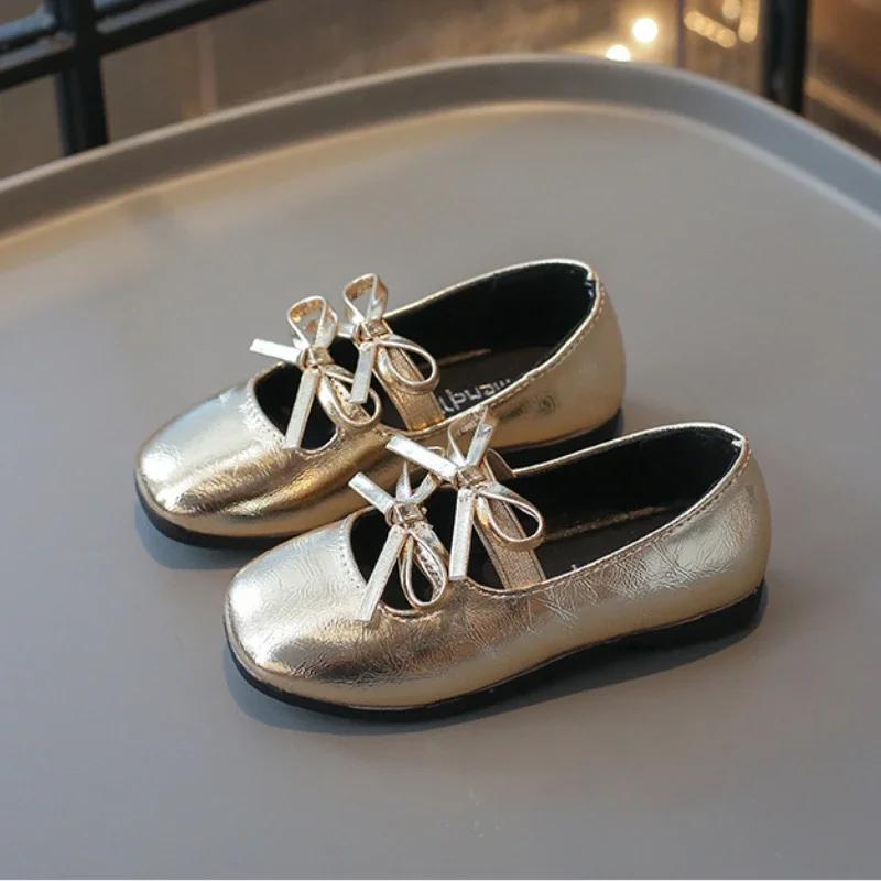 Весна Осень Детские кожаные туфли Простые классические туфли на плоской подошве для девочек Модные универсальные детские повседневные нескользящие балетки Мягкие