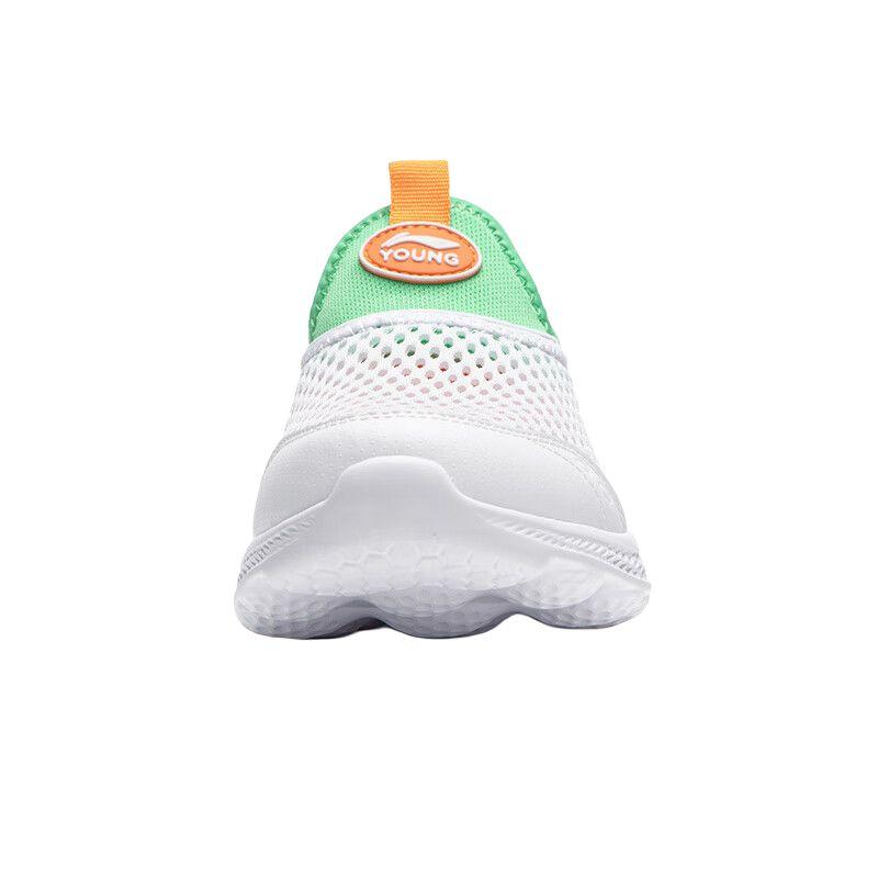 Li Ning Kids Удобные универсальные повседневные туфли с низким верхом Детские кроссовки Белые Зеленые YKCU088-5