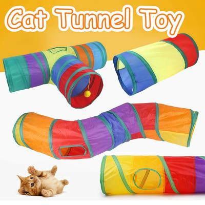 Складной игровой туннель для кошек, соединяемый туннель для кошек, комнатная трубка для кошек, складная игрушка с отверстием для котенка, красочные игрушки для домашних животных.